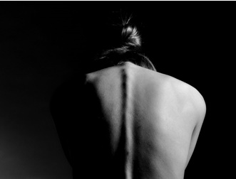 woman's back black and white